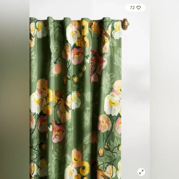 Anthropologie Nathalie Lete Marais Bird Curtains, Set of 2 Panels - Picture 2 of 4